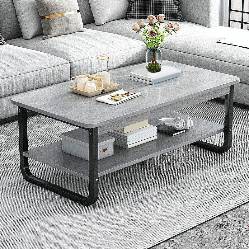 16.5"H Modern Solid Mental Base Black /Gold/white Rectangular Coffee Table 31.5"L x 18"W x 16.5"H Gray Black Clearhalo 'Coffee & Accent Tables' 'Coffee Tables' 'coffee_tables' 'furn' 'furn_coffee_tables' 'Furniture' 'furniture_coffee_tables' 'Living Room Furniture' 4972850