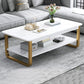 16.5"H Modern Solid Mental Base Black /Gold/white Rectangular Coffee Table 47"L x 24"W x 16.5"H White Yellow Clearhalo 'Coffee & Accent Tables' 'Coffee Tables' 'coffee_tables' 'furn' 'furn_coffee_tables' 'Furniture' 'furniture_coffee_tables' 'Living Room Furniture' 4972852