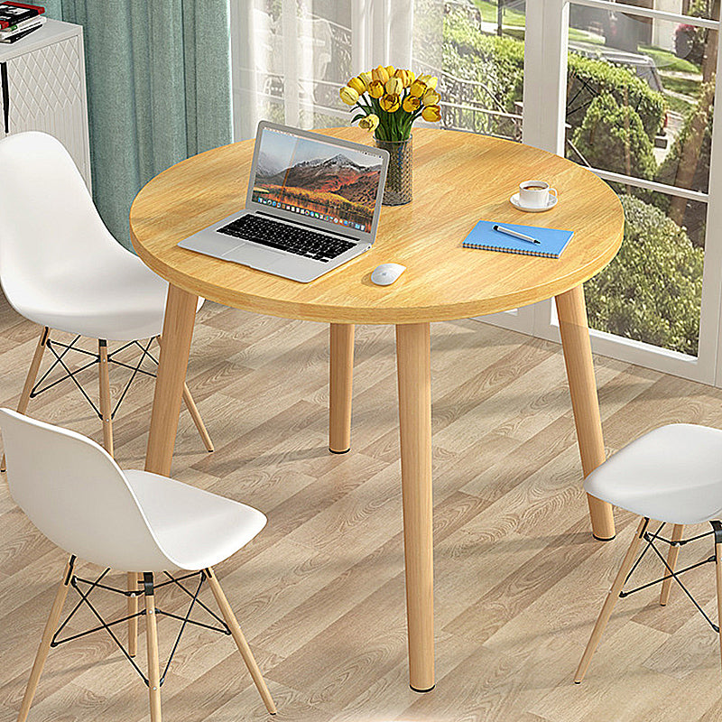 Modern Style Wood Color Solid Wood Base White/wood Color Density Board Top Coffee Table 31.5"L x 31.5"W x 28.7"H Natural Round Clearhalo 'Coffee & Accent Tables' 'Coffee Tables' 'coffee_tables' 'furn' 'furn_coffee_tables' 'Furniture' 'furniture_coffee_tables' 'Living Room Furniture' 4972890
