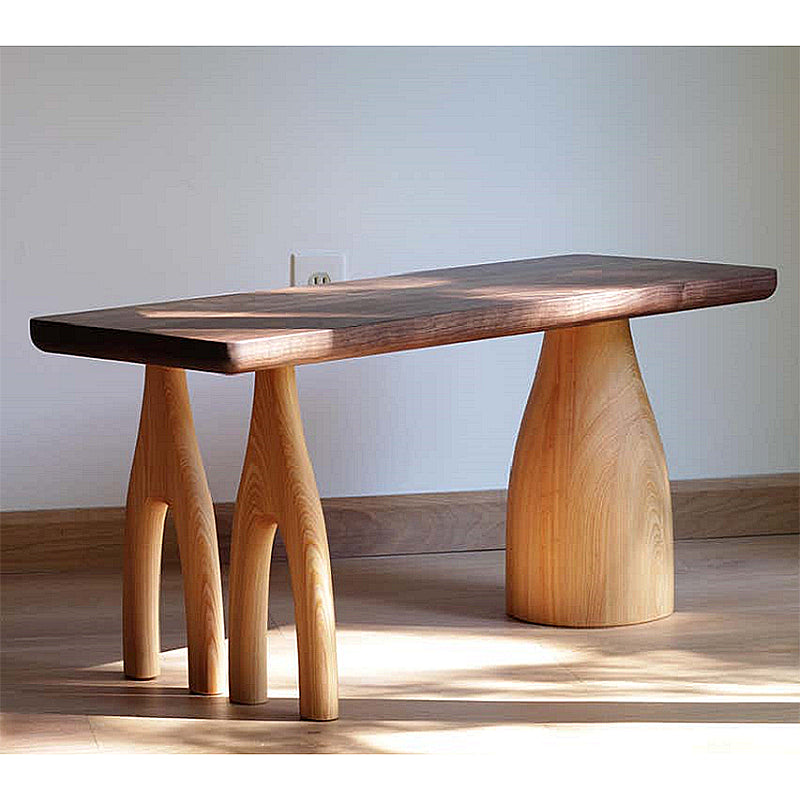 Modern Style 3 Legs Base Design Brown Pine Rectangular Coffee Table 102.4"L x 39.4"W x 29.5"H Clearhalo 'Coffee & Accent Tables' 'Coffee Tables' 'coffee_tables' 'furn' 'furn_coffee_tables' 'Furniture' 'furniture_coffee_tables' 'Living Room Furniture' 4972916