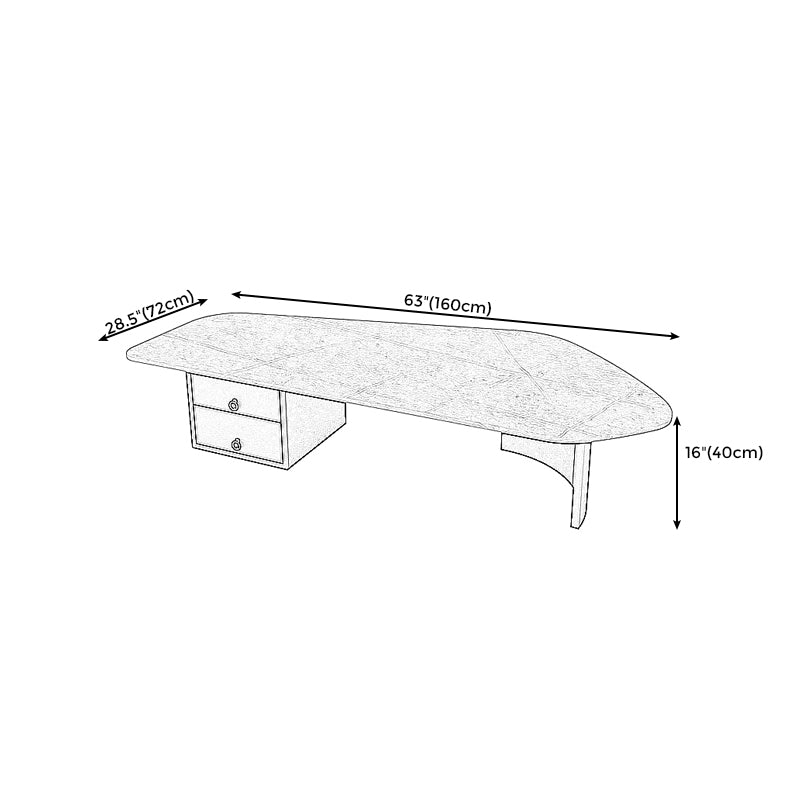 Modern Style White/grey Slate Top Metal Base with Drawer Free Shape Coffee Table Clearhalo 'Coffee & Accent Tables' 'Coffee Tables' 'coffee_tables' 'furn' 'furn_coffee_tables' 'Furniture' 'furniture_coffee_tables' 'Living Room Furniture' 4972945