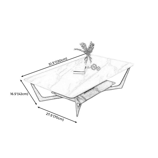 Modern White/grey Slate Top Rectangular Coffee Table with Metal Base Clearhalo 'Coffee & Accent Tables' 'Coffee Tables' 'coffee_tables' 'furn' 'furn_coffee_tables' 'Furniture' 'furniture_coffee_tables' 'Living Room Furniture' 4972955