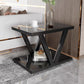 Square Block Base Metal Frame Black/white Tempered Glass Rectangular Coffee Table Black Black Clearhalo 'Coffee & Accent Tables' 'Coffee Tables' 'coffee_tables' 'furn' 'furn_coffee_tables' 'Furniture' 'furniture_coffee_tables' 'Living Room Furniture' 4972961