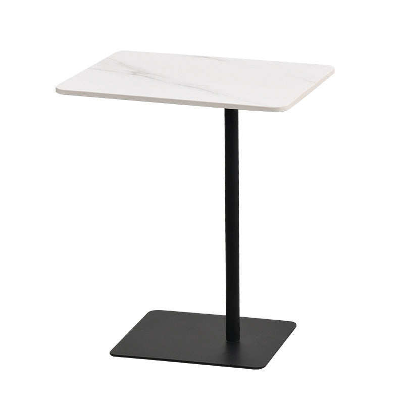 Living Room Rectangular End Table 11"Tall Contemporary Iron Pedestal Side Table White Clearhalo 'Coffee & Accent Tables' 'End & Side Tables' 'end_side_table' 'end_side_tables' 'furn' 'furn_end_side_tables' 'Furniture' 'furniture_end_side_table' 'Living Room Furniture' 4972993