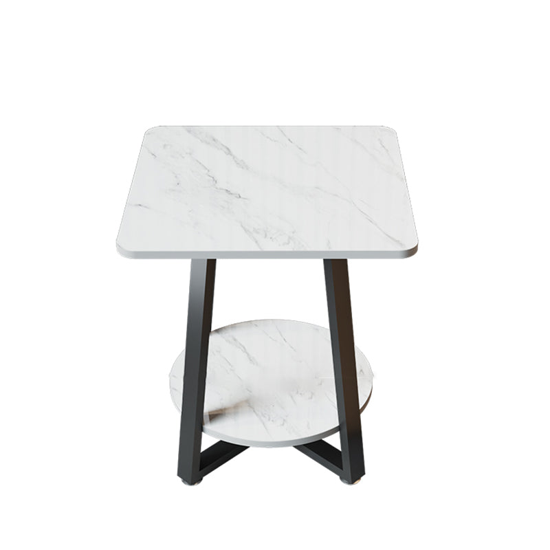 Cross Legs Square Side Table 21.65" Tall Stone End Table with Shelf Clearhalo 'Coffee & Accent Tables' 'End & Side Tables' 'end_side_table' 'end_side_tables' 'furn' 'furn_end_side_tables' 'Furniture' 'furniture_end_side_table' 'Living Room Furniture' 4973004