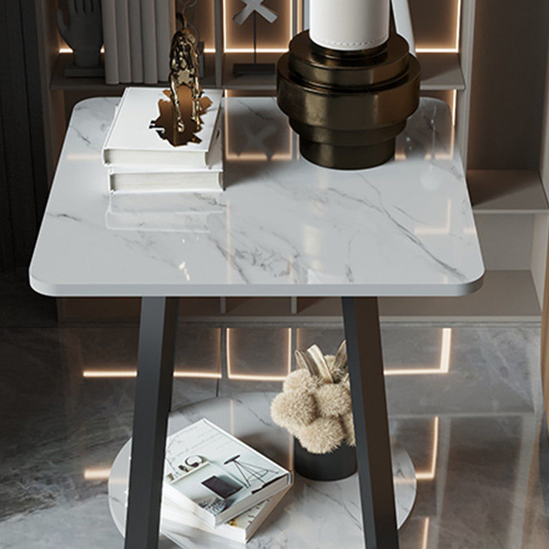 Cross Legs Square Side Table 21.65" Tall Stone End Table with Shelf Clearhalo 'Coffee & Accent Tables' 'End & Side Tables' 'end_side_table' 'end_side_tables' 'furn' 'furn_end_side_tables' 'Furniture' 'furniture_end_side_table' 'Living Room Furniture' 4973006