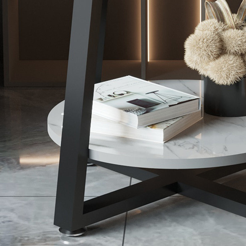 Cross Legs Square Side Table 21.65" Tall Stone End Table with Shelf Clearhalo 'Coffee & Accent Tables' 'End & Side Tables' 'end_side_table' 'end_side_tables' 'furn' 'furn_end_side_tables' 'Furniture' 'furniture_end_side_table' 'Living Room Furniture' 4973007