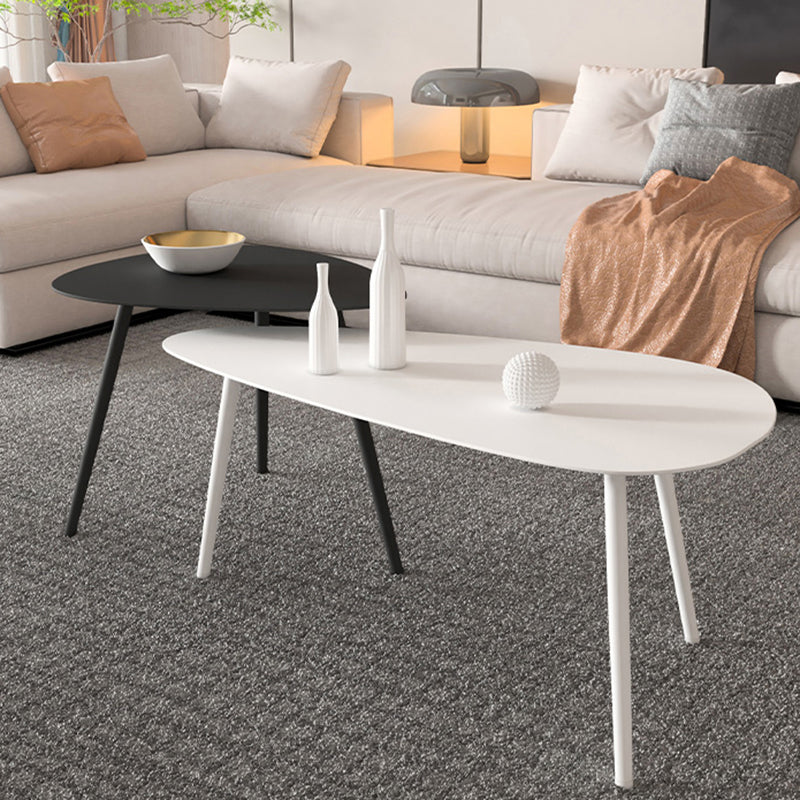 3 Legs Base Metal Black/white Base White/black Free Shape Coffee Table Clearhalo 'Coffee & Accent Tables' 'Coffee Tables' 'coffee_tables' 'furn' 'furn_coffee_tables' 'Furniture' 'furniture_coffee_tables' 'Living Room Furniture' 4973015