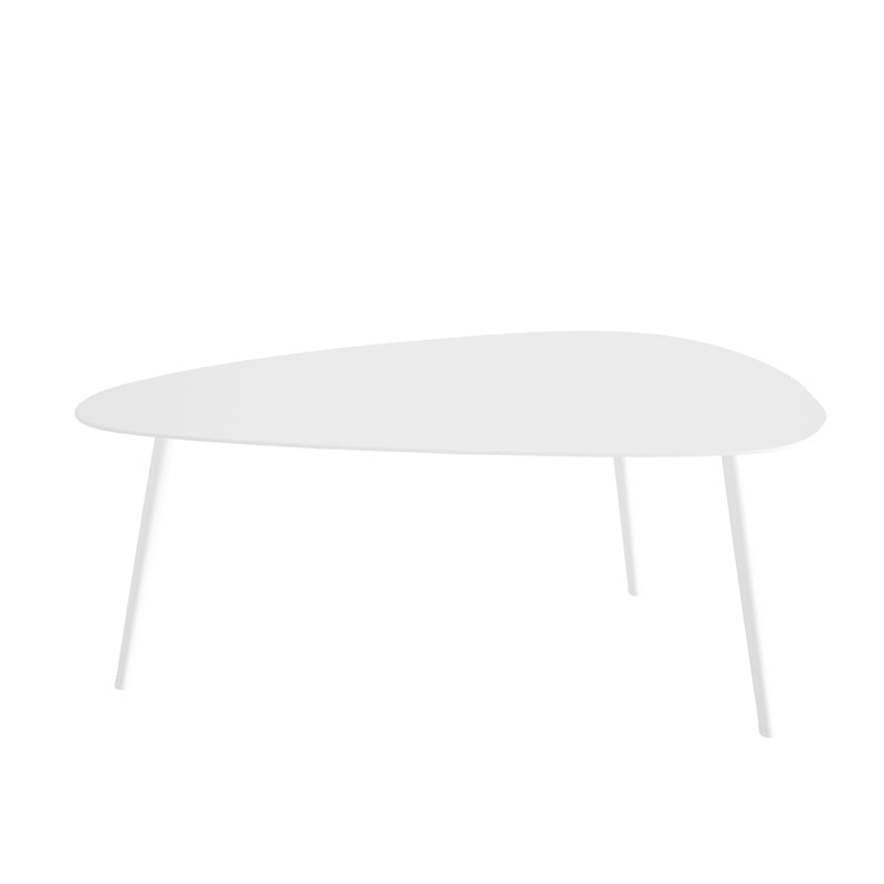 3 Legs Base Metal Black/white Base White/black Free Shape Coffee Table 37"L x 20"W x 16"H White Clearhalo 'Coffee & Accent Tables' 'Coffee Tables' 'coffee_tables' 'furn' 'furn_coffee_tables' 'Furniture' 'furniture_coffee_tables' 'Living Room Furniture' 4973020