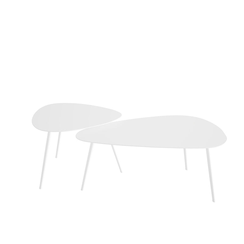 3 Legs Base Metal Black/white Base White/black Free Shape Coffee Table 37"L x 20"W x 16"H + 24"L x 20"W x 18"H White Clearhalo 'Coffee & Accent Tables' 'Coffee Tables' 'coffee_tables' 'furn' 'furn_coffee_tables' 'Furniture' 'furniture_coffee_tables' 'Living Room Furniture' 4973025