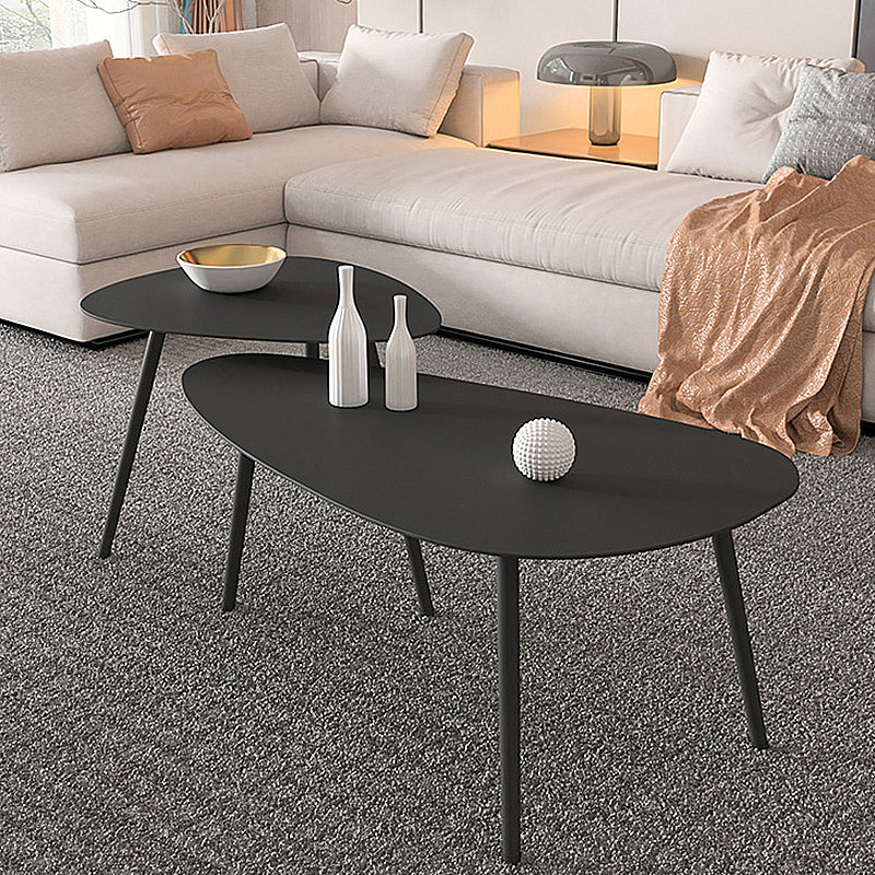 3 Legs Base Metal Black/white Base White/black Free Shape Coffee Table 37"L x 20"W x 16"H + 24"L x 20"W x 18"H Black Clearhalo 'Coffee & Accent Tables' 'Coffee Tables' 'coffee_tables' 'furn' 'furn_coffee_tables' 'Furniture' 'furniture_coffee_tables' 'Living Room Furniture' 4973026