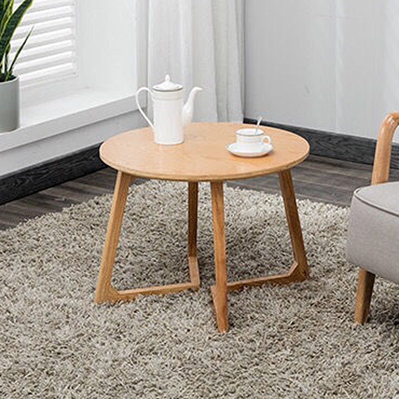 Sleigh-like Base Design Wood/walnut Rubber Wood Craft Coffee Table 23.6"L x 23.6"W x 23.6"H Natural Round Oval Clearhalo 'Coffee & Accent Tables' 'Coffee Tables' 'coffee_tables' 'furn' 'furn_coffee_tables' 'Furniture' 'furniture_coffee_tables' 'Living Room Furniture' 4973046