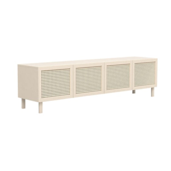Rattan 4 Doors Buffet Table 20-inch Height Wood Kitchen Table for Dining Room Apricot Clearhalo 'buffet_sideboard' 'Buffets & Sideboards' 'furn' 'furn_buffet_sideboard' 'Furniture' 'furniture_buffet_sideboard' 'Kitchen & Dining Furniture' 4974620