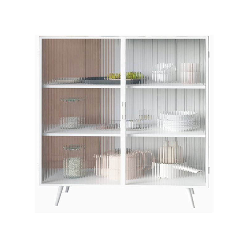 2 Glass Doors Buffet Server 42-inch Height Modern Kitchen Server for Dining Room White Glass Clearhalo 'buffet_sideboard' 'Buffets & Sideboards' 'furn' 'furn_buffet_sideboard' 'Furniture' 'furniture_buffet_sideboard' 'Kitchen & Dining Furniture' 4974635
