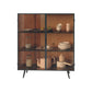 2 Glass Doors Buffet Server 42-inch Height Modern Kitchen Server for Dining Room Black Brown Glass Clearhalo 'buffet_sideboard' 'Buffets & Sideboards' 'furn' 'furn_buffet_sideboard' 'Furniture' 'furniture_buffet_sideboard' 'Kitchen & Dining Furniture' 4974638
