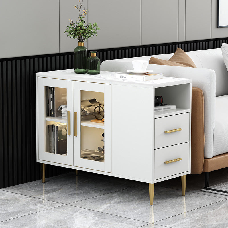 Glam Style Stone Top Buffet Table 2 Drawer Kitchen Table for Dining Room Clearhalo 'buffet_sideboard' 'Buffets & Sideboards' 'furn' 'furn_buffet_sideboard' 'Furniture' 'furniture_buffet_sideboard' 'Kitchen & Dining Furniture' 4974647