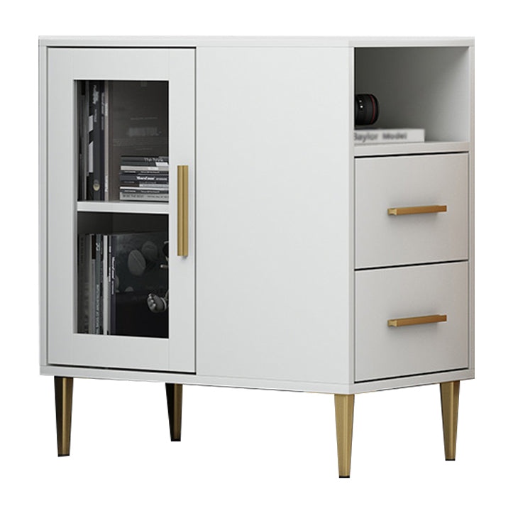 Glam Style Stone Top Buffet Table 2 Drawer Kitchen Table for Dining Room 24"L x 14"W x 27"H White Clearhalo 'buffet_sideboard' 'Buffets & Sideboards' 'furn' 'furn_buffet_sideboard' 'Furniture' 'furniture_buffet_sideboard' 'Kitchen & Dining Furniture' 4974648