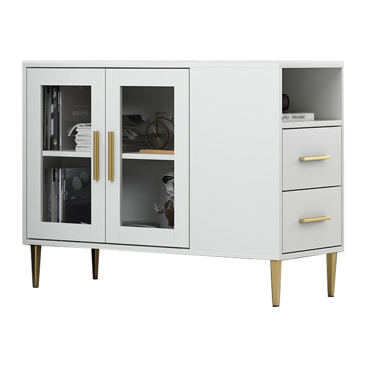 Glam Style Stone Top Buffet Table 2 Drawer Kitchen Table for Dining Room 35"L x 14"W x 27"H White Clearhalo 'buffet_sideboard' 'Buffets & Sideboards' 'furn' 'furn_buffet_sideboard' 'Furniture' 'furniture_buffet_sideboard' 'Kitchen & Dining Furniture' 4974650