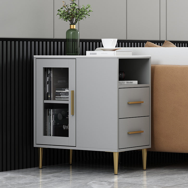 Glam Style Stone Top Buffet Table 2 Drawer Kitchen Table for Dining Room 24"L x 14"W x 27"H Grey Clearhalo 'buffet_sideboard' 'Buffets & Sideboards' 'furn' 'furn_buffet_sideboard' 'Furniture' 'furniture_buffet_sideboard' 'Kitchen & Dining Furniture' 4974651