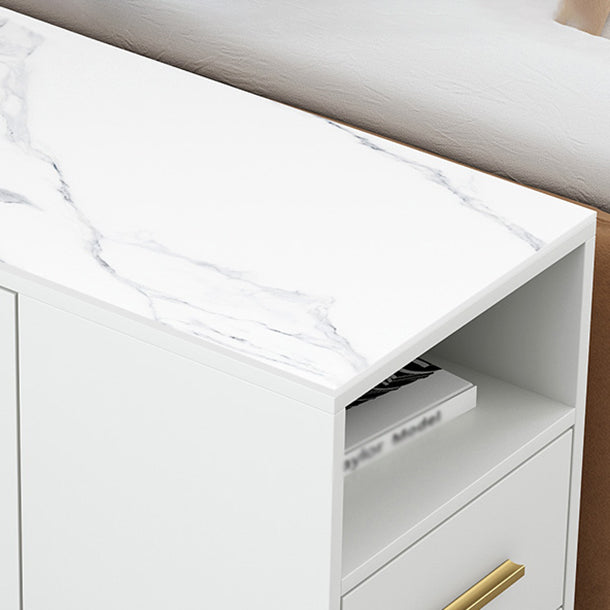 Glam Style Stone Top Buffet Table 2 Drawer Kitchen Table for Dining Room Clearhalo 'buffet_sideboard' 'Buffets & Sideboards' 'furn' 'furn_buffet_sideboard' 'Furniture' 'furniture_buffet_sideboard' 'Kitchen & Dining Furniture' 4974658