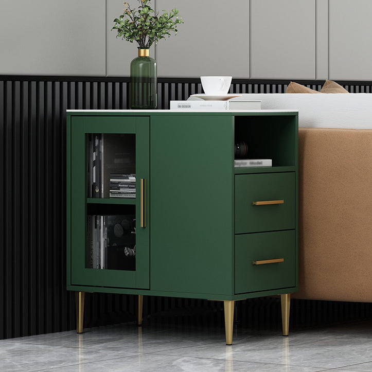 Glam Style Stone Top Buffet Table 2 Drawer Kitchen Table for Dining Room 24"L x 14"W x 27"H Green Clearhalo 'buffet_sideboard' 'Buffets & Sideboards' 'furn' 'furn_buffet_sideboard' 'Furniture' 'furniture_buffet_sideboard' 'Kitchen & Dining Furniture' 4974659