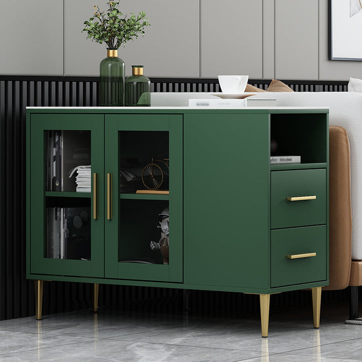 Glam Style Stone Top Buffet Table 2 Drawer Kitchen Table for Dining Room 35"L x 14"W x 27"H Green Clearhalo 'buffet_sideboard' 'Buffets & Sideboards' 'furn' 'furn_buffet_sideboard' 'Furniture' 'furniture_buffet_sideboard' 'Kitchen & Dining Furniture' 4974661