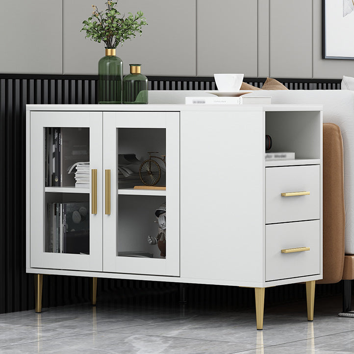 Glam Style Stone Top Buffet Table 2 Drawer Kitchen Table for Dining Room Clearhalo 'buffet_sideboard' 'Buffets & Sideboards' 'furn' 'furn_buffet_sideboard' 'Furniture' 'furniture_buffet_sideboard' 'Kitchen & Dining Furniture' 4974664