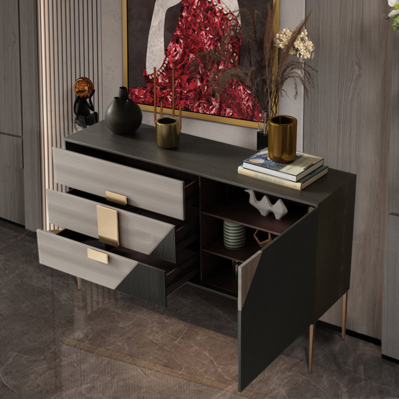 3-Drawer Oak Wood Sideboard Glam Cabinets Credenza for Living Room Clearhalo 'buffet_sideboard' 'Buffets & Sideboards' 'furn' 'furn_buffet_sideboard' 'Furniture' 'furniture_buffet_sideboard' 'Kitchen & Dining Furniture' 4974670