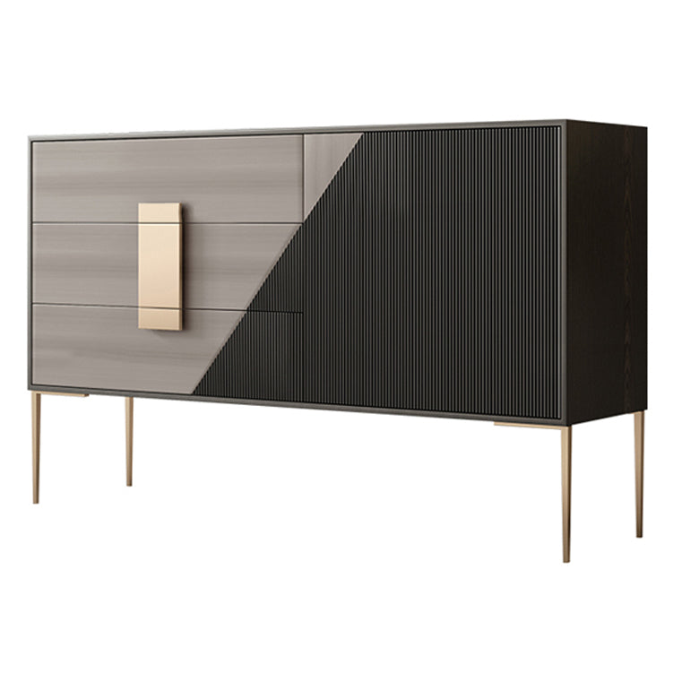 3-Drawer Oak Wood Sideboard Glam Cabinets Credenza for Living Room Black-Gray Clearhalo 'buffet_sideboard' 'Buffets & Sideboards' 'furn' 'furn_buffet_sideboard' 'Furniture' 'furniture_buffet_sideboard' 'Kitchen & Dining Furniture' 4974672