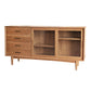 4-Drawer Pine Wood Credenza Modern Glass Sliding Door Cabinets Sideboard for Living Room Natural Clearhalo 'buffet_sideboard' 'Buffets & Sideboards' 'furn' 'furn_buffet_sideboard' 'Furniture' 'furniture_buffet_sideboard' 'Kitchen & Dining Furniture' 4974683