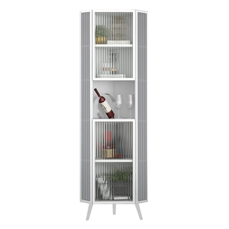 Living Room Glam Style Kitchen Buffet Server Glass Door Metal Frame Dining Server 16"L x 16"W x 71"H White Clearhalo 'buffet_sideboard' 'Buffets & Sideboards' 'furn' 'furn_buffet_sideboard' 'Furniture' 'furniture_buffet_sideboard' 'Kitchen & Dining Furniture' 4974698