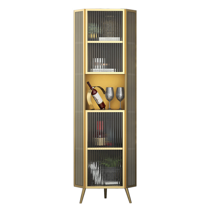 Living Room Glam Style Kitchen Buffet Server Glass Door Metal Frame Dining Server Clearhalo 'buffet_sideboard' 'Buffets & Sideboards' 'furn' 'furn_buffet_sideboard' 'Furniture' 'furniture_buffet_sideboard' 'Kitchen & Dining Furniture' 4974702