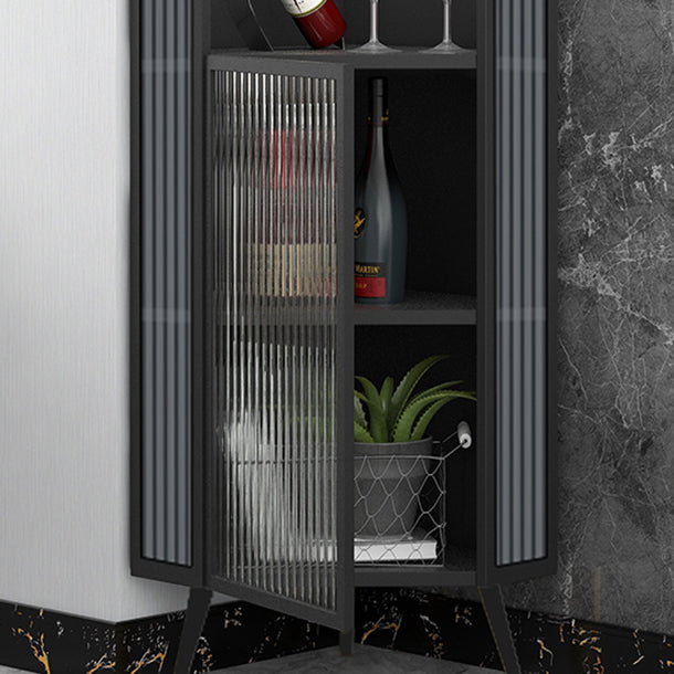 Living Room Glam Style Kitchen Buffet Server Glass Door Metal Frame Dining Server Clearhalo 'buffet_sideboard' 'Buffets & Sideboards' 'furn' 'furn_buffet_sideboard' 'Furniture' 'furniture_buffet_sideboard' 'Kitchen & Dining Furniture' 4974703