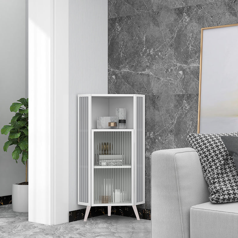 Living Room Glam Style Kitchen Buffet Server Glass Door Metal Frame Dining Server Clearhalo 'buffet_sideboard' 'Buffets & Sideboards' 'furn' 'furn_buffet_sideboard' 'Furniture' 'furniture_buffet_sideboard' 'Kitchen & Dining Furniture' 4974706