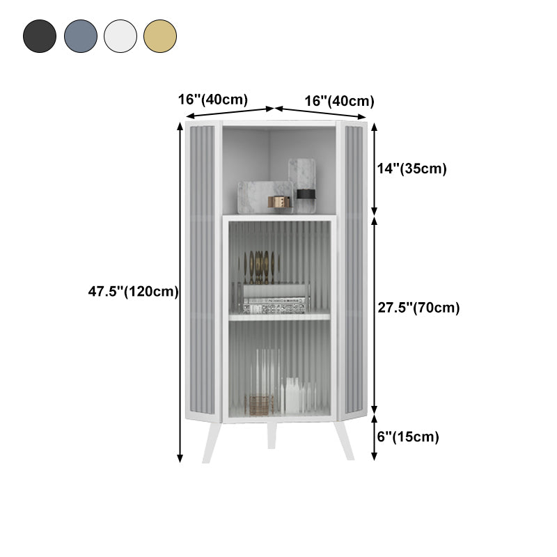 Living Room Glam Style Kitchen Buffet Server Glass Door Metal Frame Dining Server Clearhalo 'buffet_sideboard' 'Buffets & Sideboards' 'furn' 'furn_buffet_sideboard' 'Furniture' 'furniture_buffet_sideboard' 'Kitchen & Dining Furniture' 4974709