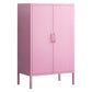 Steel Living Room Sideboard Cabinet Modern Server Cabinet with Storage Pink Metal Clearhalo 'buffet_sideboard' 'Buffets & Sideboards' 'furn' 'furn_buffet_sideboard' 'Furniture' 'furniture_buffet_sideboard' 'Kitchen & Dining Furniture' 4974717