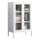 Steel Living Room Sideboard Cabinet Modern Server Cabinet with Storage White Tempered Glass Clearhalo 'buffet_sideboard' 'Buffets & Sideboards' 'furn' 'furn_buffet_sideboard' 'Furniture' 'furniture_buffet_sideboard' 'Kitchen & Dining Furniture' 4974721