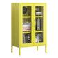 Steel Living Room Sideboard Cabinet Modern Server Cabinet with Storage Yellow Tempered Glass Clearhalo 'buffet_sideboard' 'Buffets & Sideboards' 'furn' 'furn_buffet_sideboard' 'Furniture' 'furniture_buffet_sideboard' 'Kitchen & Dining Furniture' 4974722