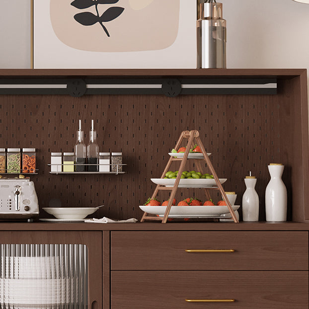 5-Drawer Pine Wood Credenza Modern Glass Sliding Door Cabinets Sideboard for Living Room Clearhalo 'buffet_sideboard' 'Buffets & Sideboards' 'furn' 'furn_buffet_sideboard' 'Furniture' 'furniture_buffet_sideboard' 'Kitchen & Dining Furniture' 4974734