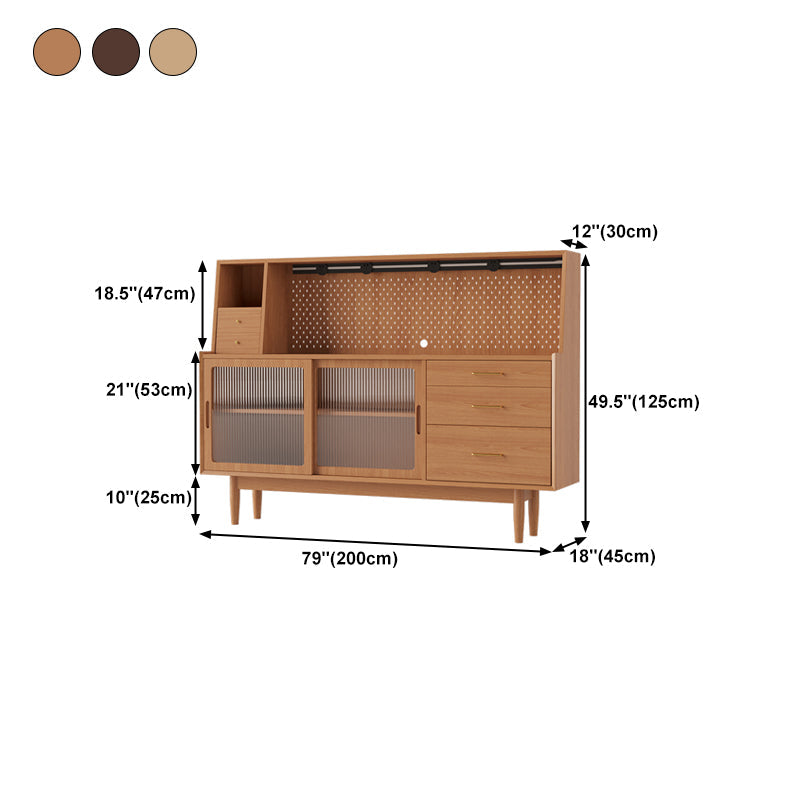 5-Drawer Pine Wood Credenza Modern Glass Sliding Door Cabinets Sideboard for Living Room Clearhalo 'buffet_sideboard' 'Buffets & Sideboards' 'furn' 'furn_buffet_sideboard' 'Furniture' 'furniture_buffet_sideboard' 'Kitchen & Dining Furniture' 4974742
