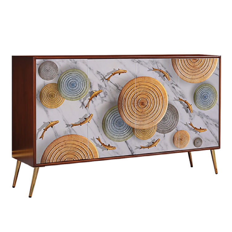 Simple Engineered Wood Sideboard Glam Cabinets Dining Server for Living Room 59"L x 16"W x 35"H Gold Clearhalo 'buffet_sideboard' 'Buffets & Sideboards' 'furn' 'furn_buffet_sideboard' 'Furniture' 'furniture_buffet_sideboard' 'Kitchen & Dining Furniture' 4974762