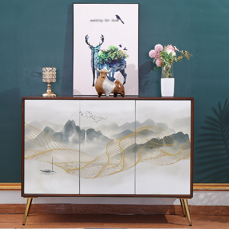 Simple Engineered Wood Sideboard Glam Cabinets Dining Server for Living Room 47"L x 16"W x 35"H White Clearhalo 'buffet_sideboard' 'Buffets & Sideboards' 'furn' 'furn_buffet_sideboard' 'Furniture' 'furniture_buffet_sideboard' 'Kitchen & Dining Furniture' 4974767