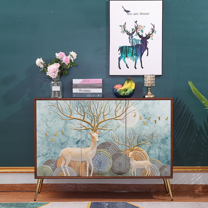 Simple Engineered Wood Sideboard Glam Cabinets Dining Server for Living Room 47"L x 16"W x 35"H Green Clearhalo 'buffet_sideboard' 'Buffets & Sideboards' 'furn' 'furn_buffet_sideboard' 'Furniture' 'furniture_buffet_sideboard' 'Kitchen & Dining Furniture' 4974773