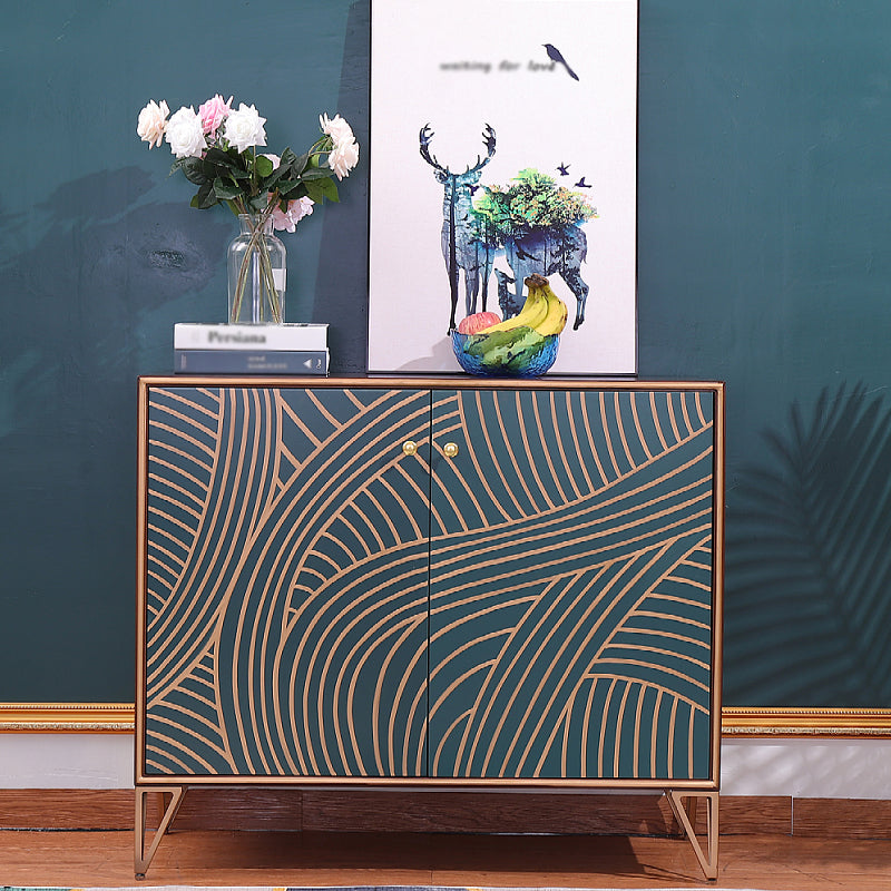 Simple Engineered Wood Sideboard Glam Cabinets Dining Server for Living Room 39"L x 16"W x 35"H Gold-Black Clearhalo 'buffet_sideboard' 'Buffets & Sideboards' 'furn' 'furn_buffet_sideboard' 'Furniture' 'furniture_buffet_sideboard' 'Kitchen & Dining Furniture' 4974782