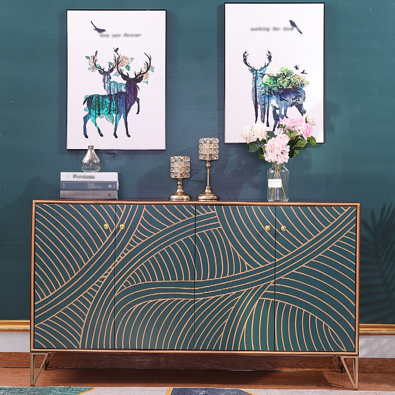 Simple Engineered Wood Sideboard Glam Cabinets Dining Server for Living Room 59"L x 16"W x 35"H Gold-Black Clearhalo 'buffet_sideboard' 'Buffets & Sideboards' 'furn' 'furn_buffet_sideboard' 'Furniture' 'furniture_buffet_sideboard' 'Kitchen & Dining Furniture' 4974784