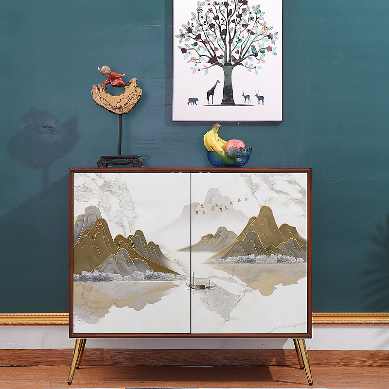 Simple Engineered Wood Sideboard Glam Cabinets Dining Server for Living Room 39"L x 16"W x 35"H Gloss White Clearhalo 'buffet_sideboard' 'Buffets & Sideboards' 'furn' 'furn_buffet_sideboard' 'Furniture' 'furniture_buffet_sideboard' 'Kitchen & Dining Furniture' 4974786