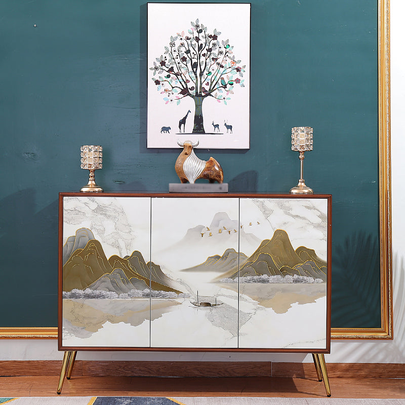 Simple Engineered Wood Sideboard Glam Cabinets Dining Server for Living Room 47"L x 16"W x 35"H Gloss White Clearhalo 'buffet_sideboard' 'Buffets & Sideboards' 'furn' 'furn_buffet_sideboard' 'Furniture' 'furniture_buffet_sideboard' 'Kitchen & Dining Furniture' 4974788