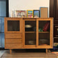 3-Drawer Pine Wood Sideboard Modern Glass Sliding Door Cabinets Credenza for Living Room Clearhalo 'buffet_sideboard' 'Buffets & Sideboards' 'furn' 'furn_buffet_sideboard' 'Furniture' 'furniture_buffet_sideboard' 'Kitchen & Dining Furniture' 4974796