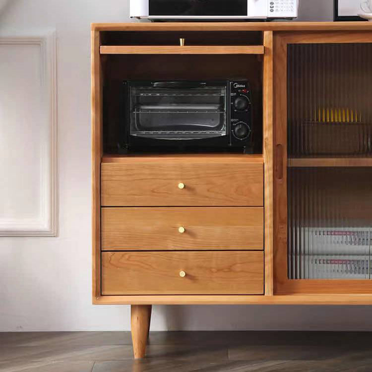 3-Drawer Pine Wood Sideboard Modern Glass Sliding Door Cabinets Credenza for Living Room Clearhalo 'buffet_sideboard' 'Buffets & Sideboards' 'furn' 'furn_buffet_sideboard' 'Furniture' 'furniture_buffet_sideboard' 'Kitchen & Dining Furniture' 4974799