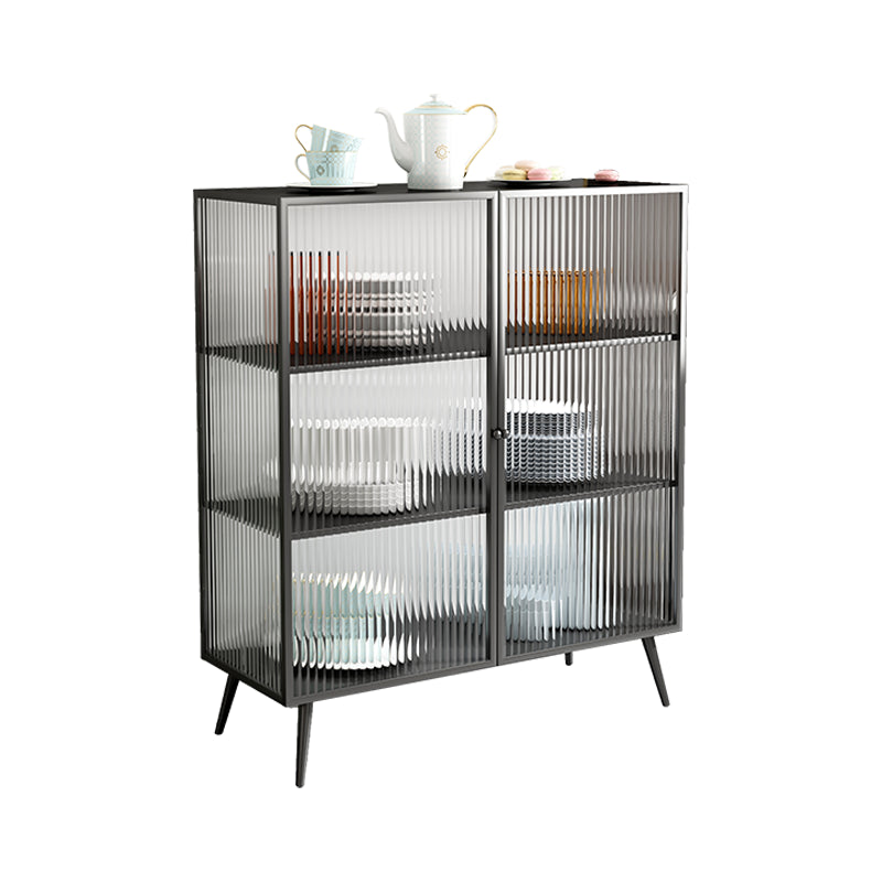 Glass Door Iron Sideboard Modern Server Cabinet with Storage for Dining Room Clearhalo 'buffet_sideboard' 'Buffets & Sideboards' 'furn' 'furn_buffet_sideboard' 'Furniture' 'furniture_buffet_sideboard' 'Kitchen & Dining Furniture' 4974815